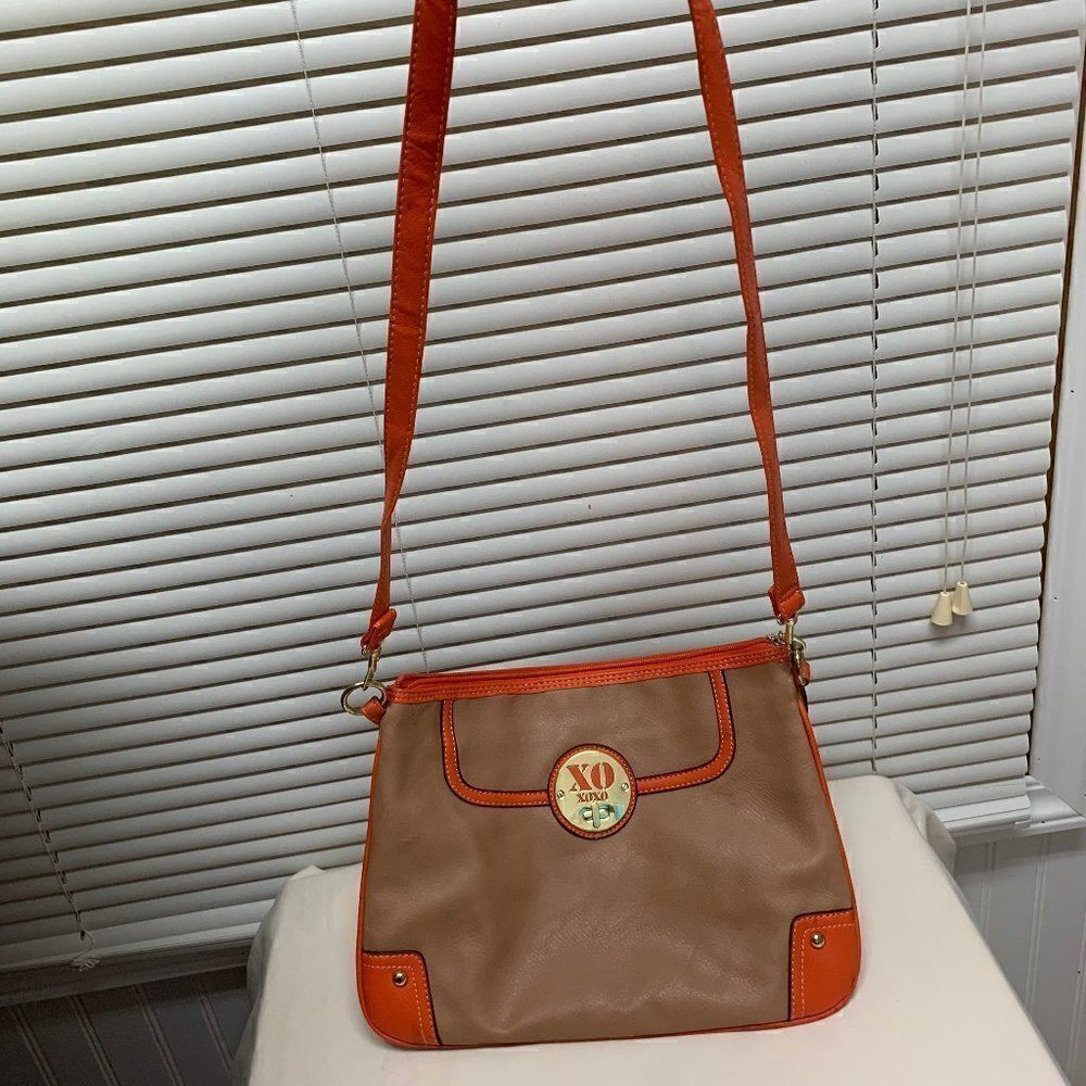 XOXO Orange and Tan Crossbody Purse
